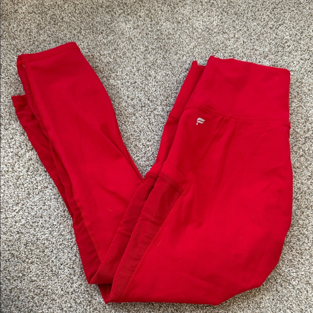 Red Fabletics Powerhold Leggings
